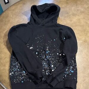 H&M Black Hoodie with Blue and White Splatter